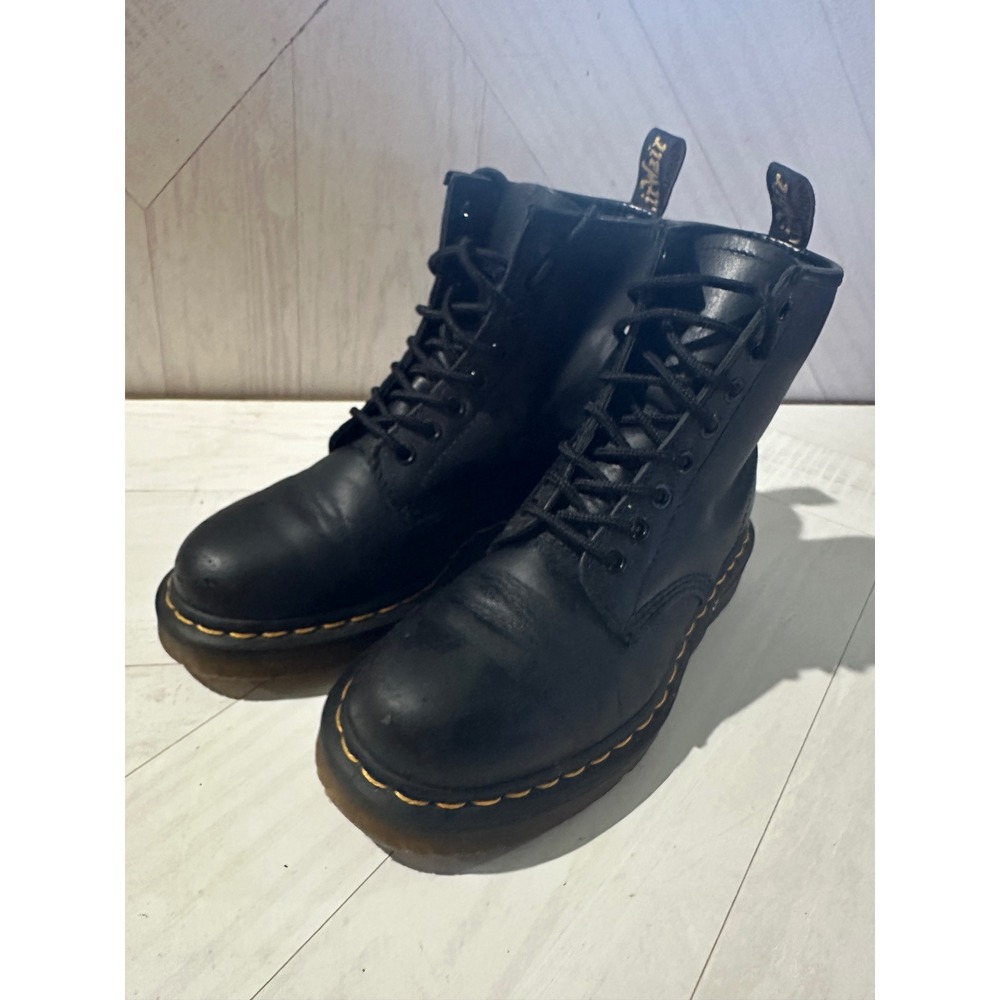 Dr. Martens 1460 Leather Ankle‎ Boots Classic Combat Black Lace Up - Size?
